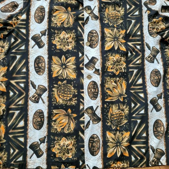 Vintage Hawaiian Aztec Tiki button up - Picture 6 of 9
